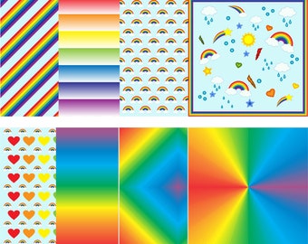8 Rainbow Digital Paper Pack, Rainbow Digital Paper, Nature Colorful Digital Paper graphic image/ Printable / Scrapbook/ Commercial Use