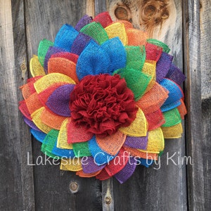 Rainbow flower wreath, June pride, rainbow flower wreath, wreath for front door, LGBTQ PRIDE, beautiful front door wreath,
