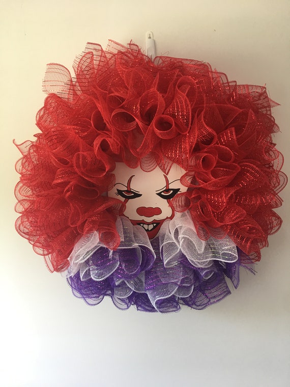 It Clown Wreath It Door Hanger Scary Clown Halloween Decor Etsy