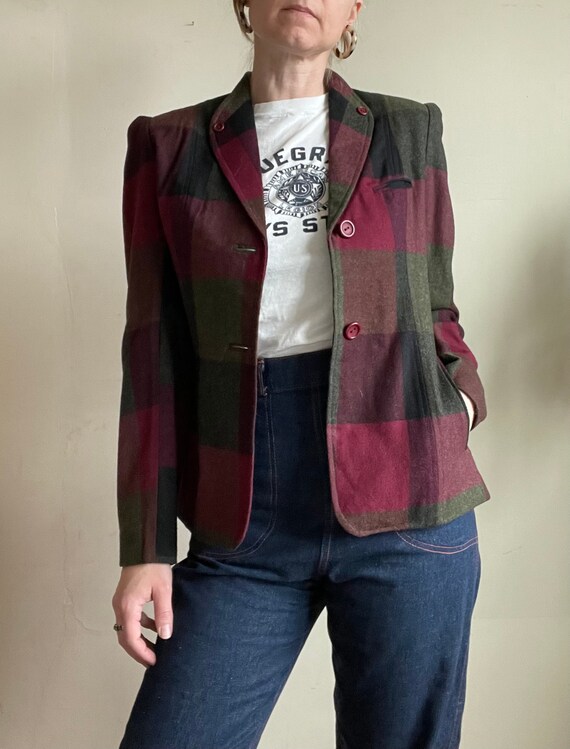 Vintage 40s style fitted plaid blazer - image 1