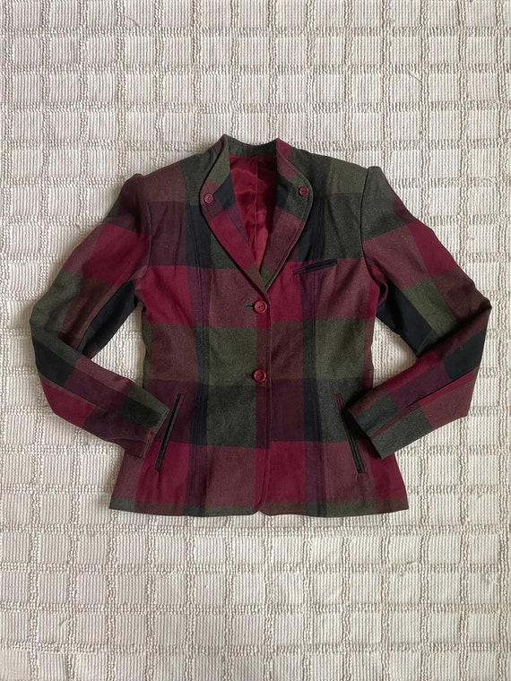 Vintage 40s style fitted plaid blazer - image 5