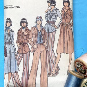 May include: A Butterick 4706 sewing pattern envelope for size 10, 83cm bust, featuring illustrations of five outfits including button-down shirts, trousers, and a dress. The white paper envelope displays the text Butterick The Fashion One.