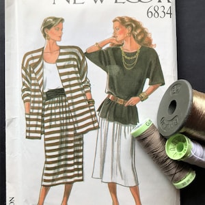 NEW LOOK 6834 Jacket Tshirt Vest/Tank/Singlet Skirt Size 8-10-12-14-16-18 UNCUT Dressmaking / Garment / Clothing Sewing Pattern 1980s