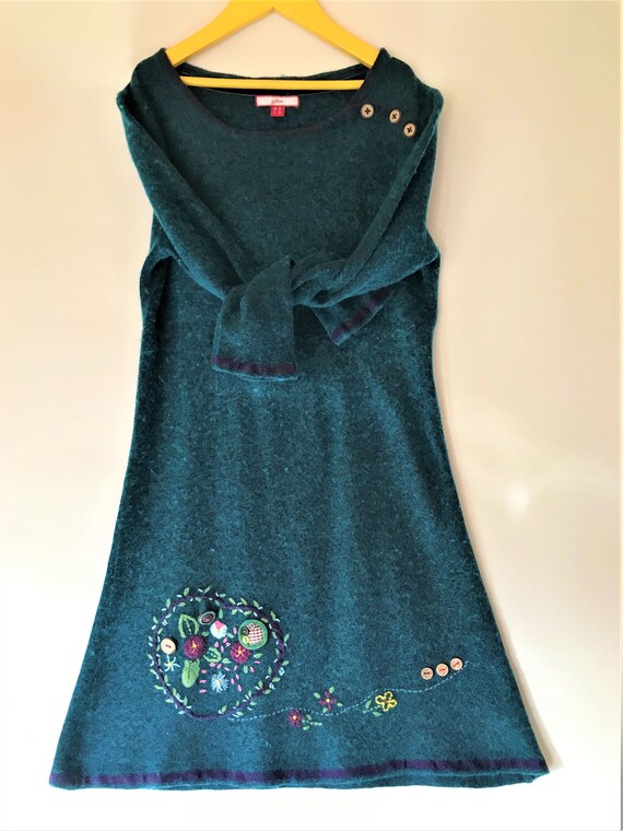 JOE BROWNS (UK) Girls Felted Dark Turquoise Wool Blend Dress Size 8-10  Years (chest 78/31) Embroidered Detail - Etsy
