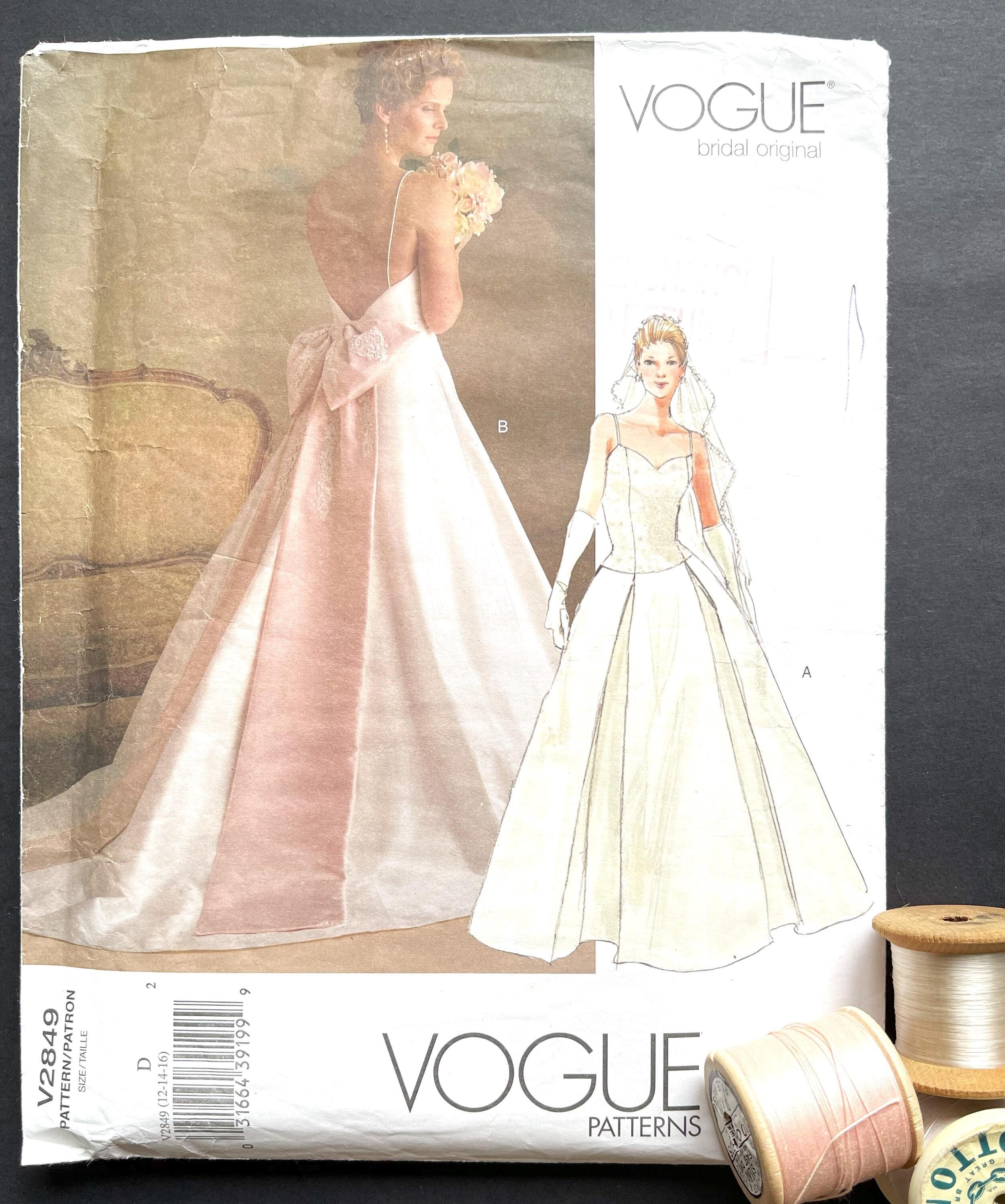 VOGUE V 2849 Bridal Gown Formal Dress (2 Designs) UNCUT Size 12-14