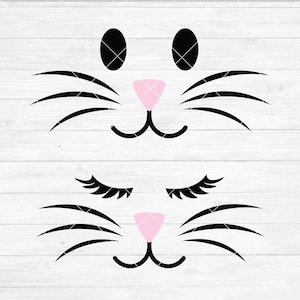 インスタント SVG/DXF/PNG 男性と女性のウサギの顔、イースター バニー SVG、イースター SVG、シルエット、クリカット、ウサギ SVG、イースター パーティー SVG、PNG、バッグ
