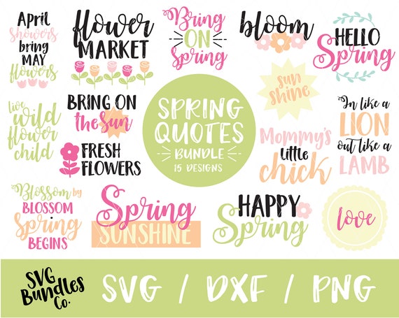 cricut cut file silhouette dxf spring svg april spring phrase Instant SVG/DXF/PNG Blossom By Blossom Spring Begins quote march