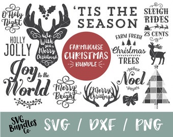 Instant SVG/DXF/PNG Farmhouse Christmas svg Bundle, svg dxf Bundle, clip art, graphics, cut files, diy, dxf, silhouette, cricut, sign, decor