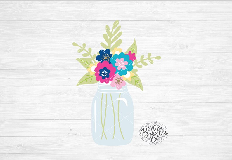 Download Instant SVG/DXF/PNG Flowers in Mason Jar svg spring svg | Etsy