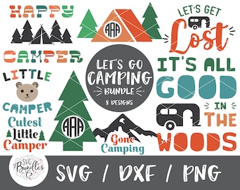 Instantané SVG/DXF/PNG Let’s Go Camping svg Bundle, camping svg, camping tshirt svg, quote, dxf, cut file, vinyl, camping htv, randonnée svg