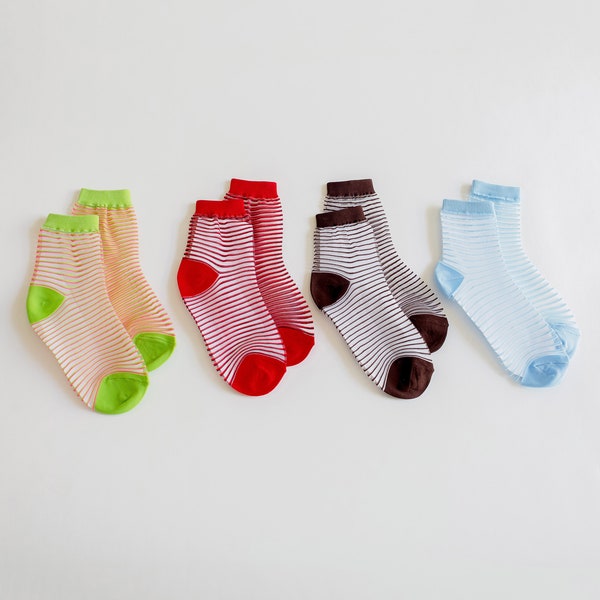 NEW* Fashion & Trendy Stripe Sheer Socks - Women's Casual Ankle