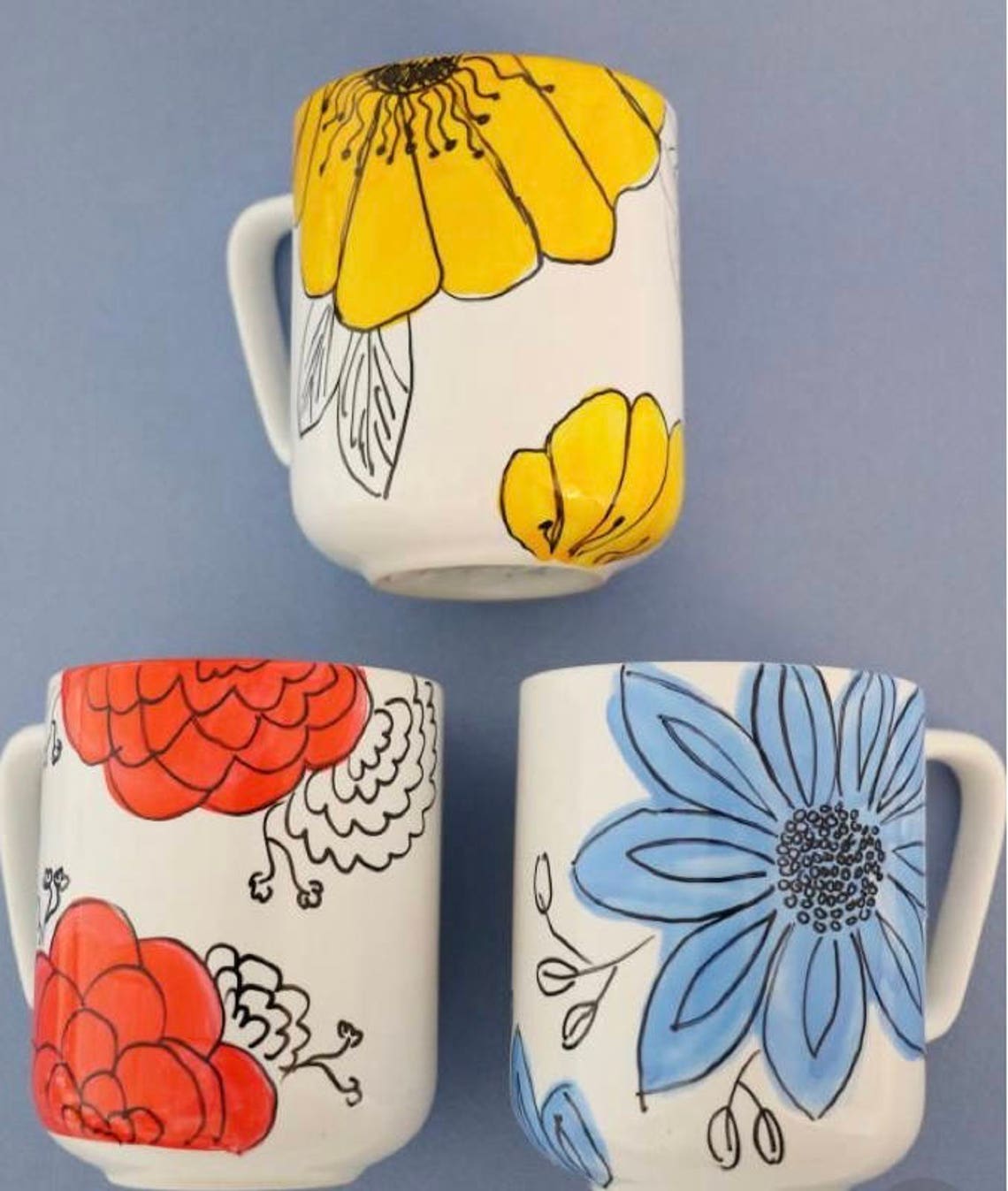 Watercolor Flower Mug Etsy