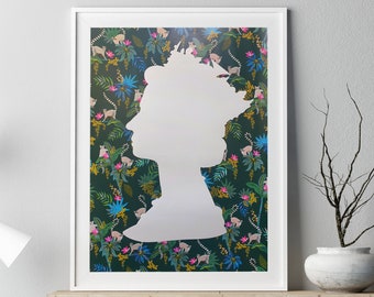 LASER CUT - Queen Elizabeth Silhouette  - DIY Art, Create your own background - High quality large print A2, 500x700mm, cut in England