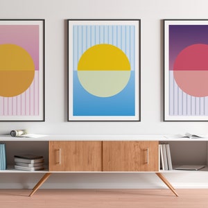 ALL SUNS / Set of all 3 Sunrise Sunset Abstract Giclée Fine Art Print