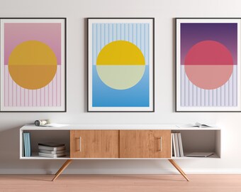 ALL SUNS / Set of all 3 Sunrise Sunset Abstract Giclée Fine Art Print