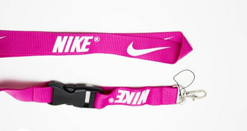 Pink Nike Lanyard keychain ID Badge quick release Buckle | Etsy