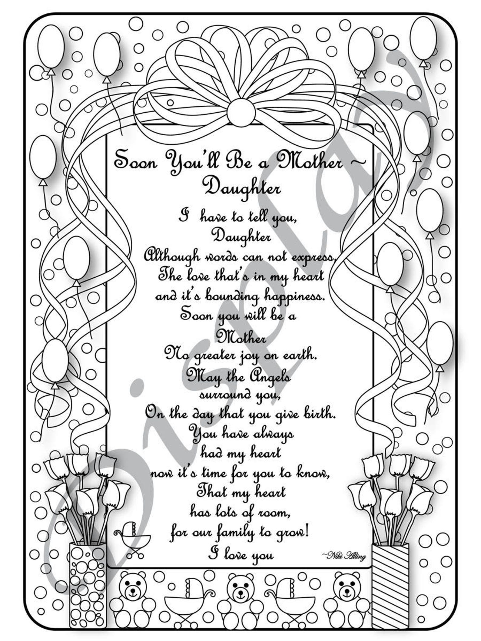 Daughter's First Baby Coloring Page - Etsy