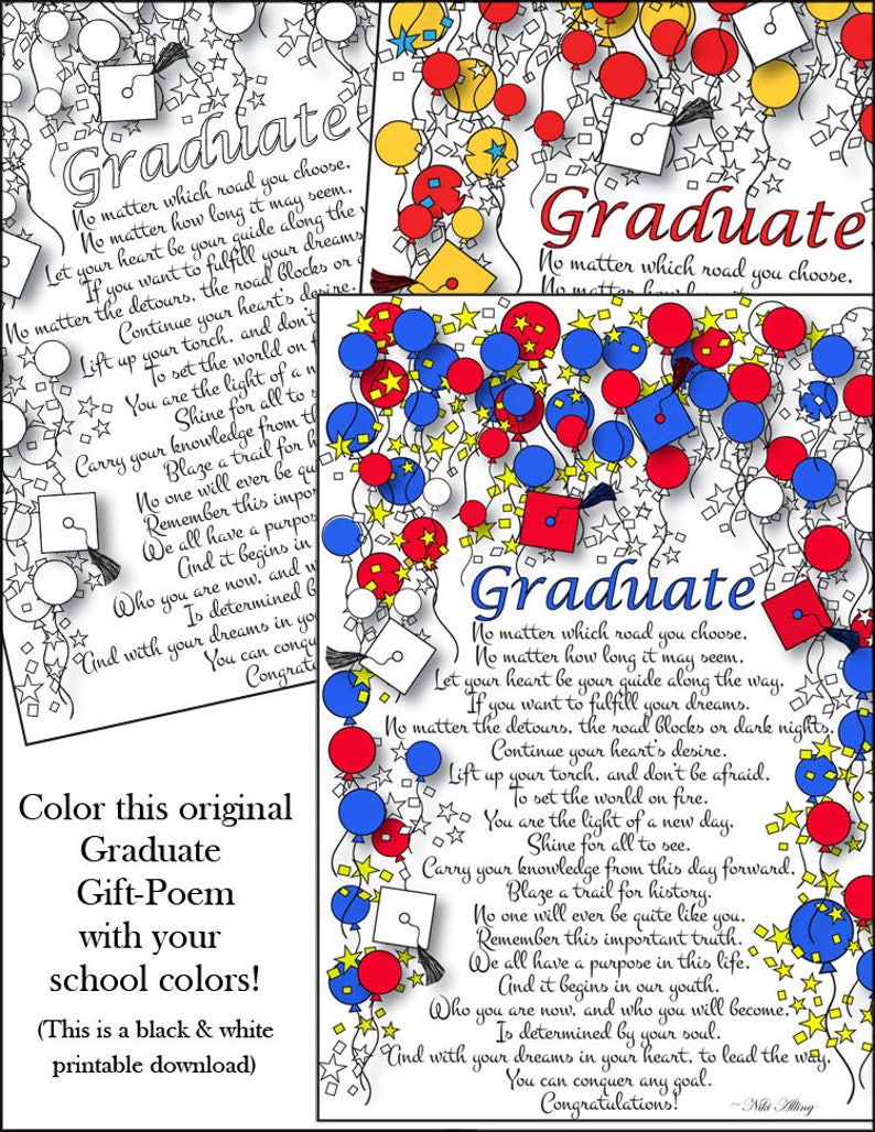Graduation Poem Coloring Page - Etsy