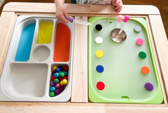 Acrylic Flisat Sensory Play Color Learning Trofast Bin Cover Insert  Montessori Mixing Primary Colors 