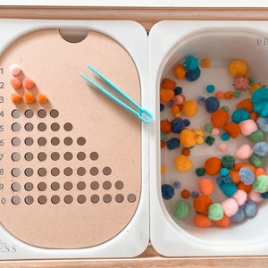 Wooden flisat sensory bin trofast insert- Montessori counting tens