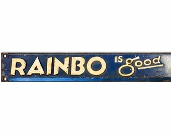 Vintage Rainbo Bread Embossed Metal Sign – Mid Century Grocery Advertising