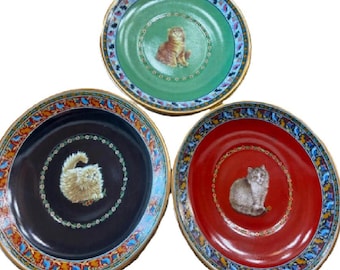 Danbury Mint Lesley’s Cats Fine Porcelain Plate Set 3 Lesley Anne Ivory Kitten Plates