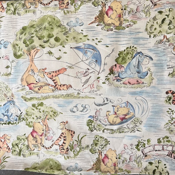 Winnie The Pooh Toile Cotton Calico Fabric sold by yard