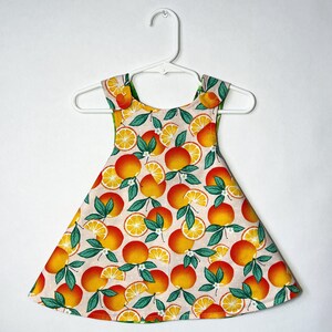 Oranges and leaves design reversible cotton dress