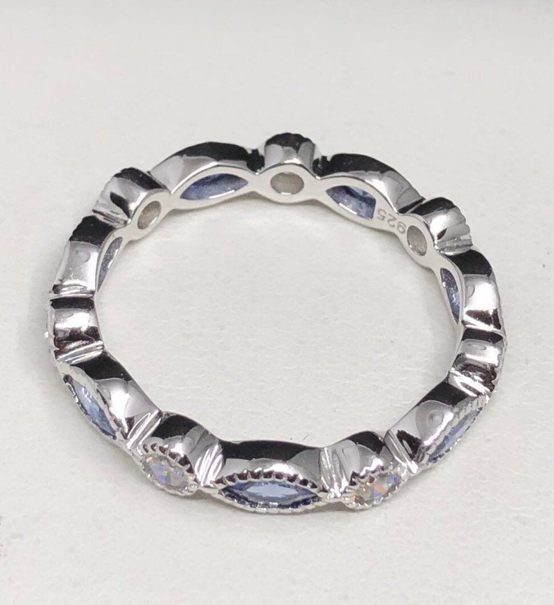 Round and Marquise Tanzanite CZ Eternity Ring