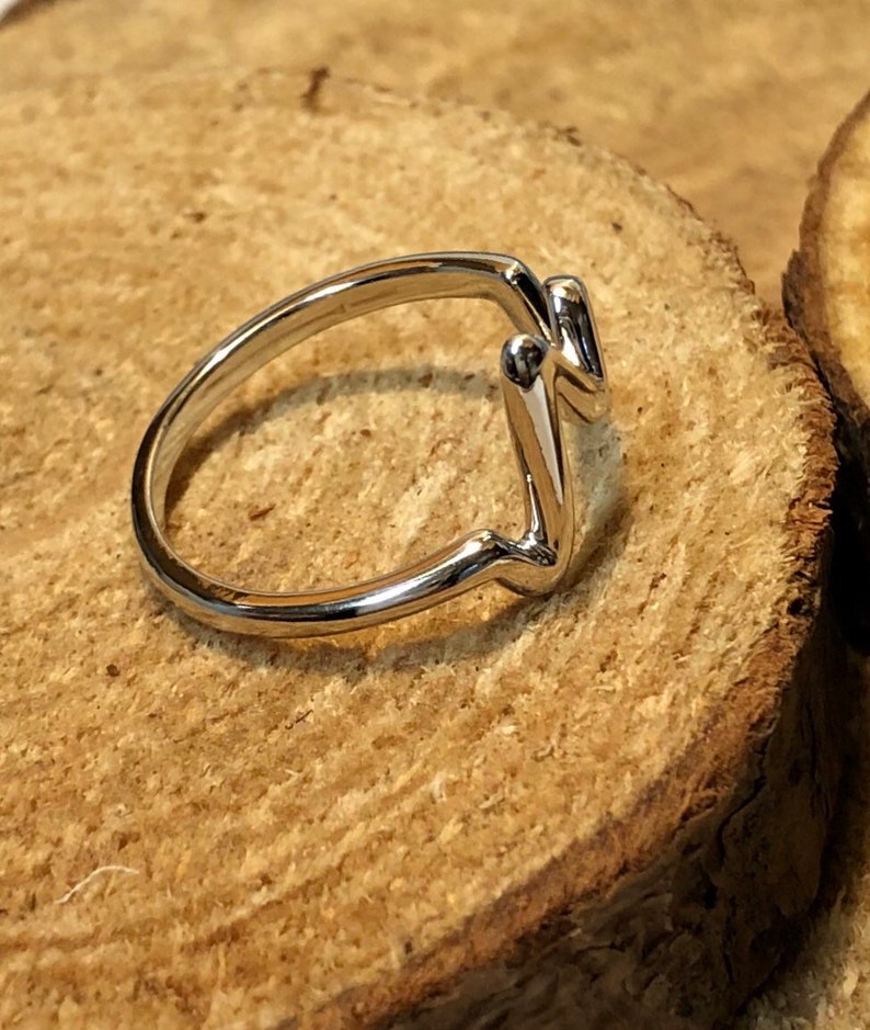 Small Sterling Silver Heartbeat Ring