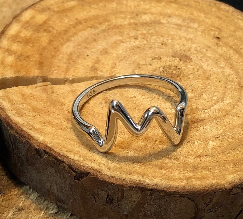 Small Sterling Silver Heartbeat Ring