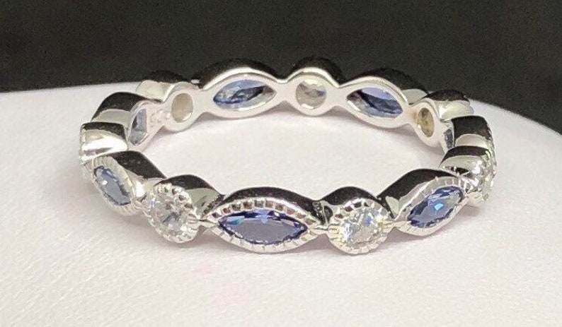Round and Marquise Tanzanite CZ Eternity Ring