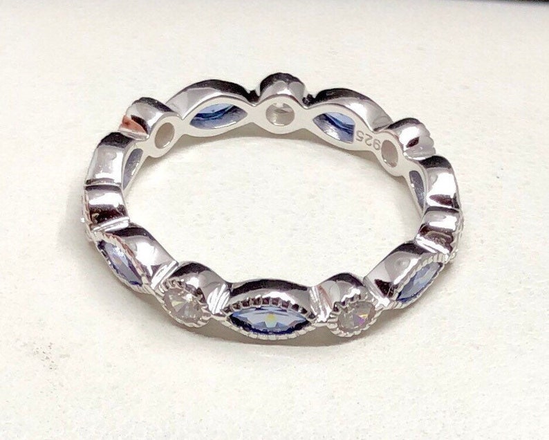 Round and Marquise Tanzanite CZ Eternity Ring