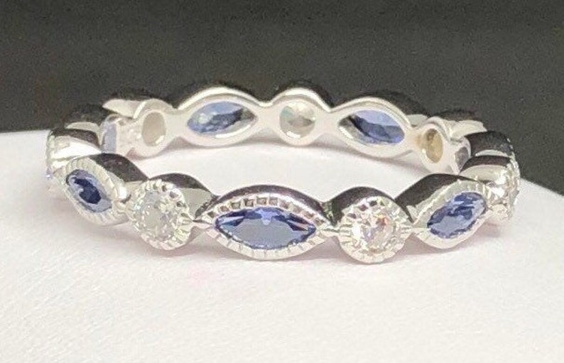 Round and Marquise Tanzanite CZ Eternity Ring