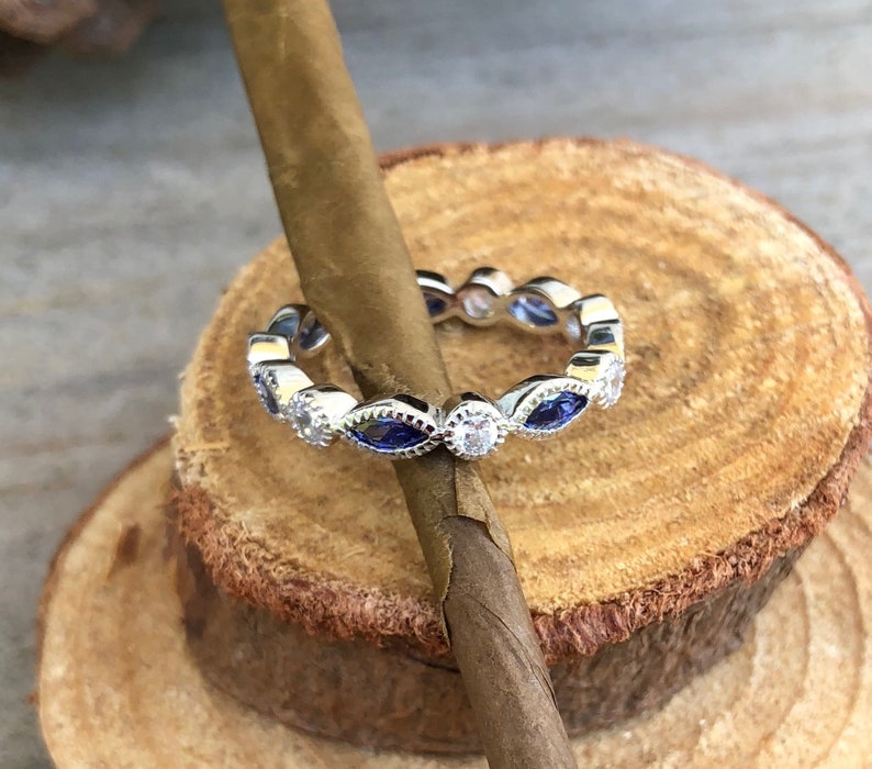 Round and Marquise Tanzanite CZ Eternity Ring