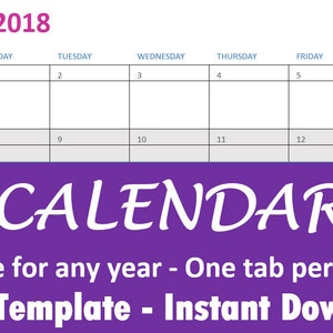 Calendar - Excel Easily Updated for ANY Year
