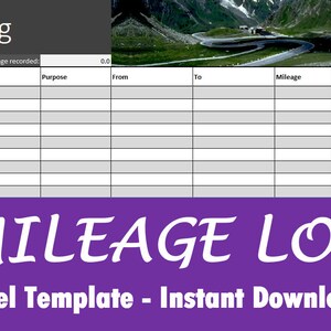 Mileage Log - Excel Download, Calculates Reimbursement
