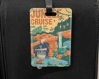 Disney Luggage Tag -  Vintage Poster - Haunted Mansion, Pirates, Carousel of Progress, Maelstrom, Great Movie Ride