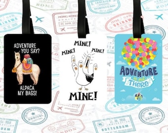 Fun Travel Luggage Tags - Adventure , Alpaca, Llama, Mine, Disney