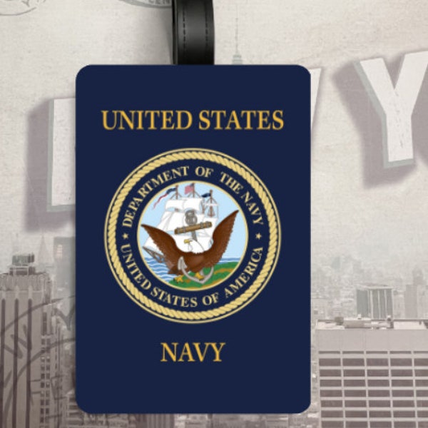 US Military Crest Luggage Tags - Air Force, Army, Coast Guard, Marines, Navy, Space Force, Retired Military