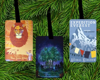 Disney Vintage Poster Ornaments - Animal Kingdom, Expedition Everest, Pandora, Navi River Journey, Flight of Passage, Rivers of Light