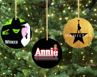 Broadway Ceramic Christmas Ornament - Wicked, Annie, Hamilton, Joseph & Technicolor Dreamcoat, Beetlejuice, Phantom, Chicago, Newsies