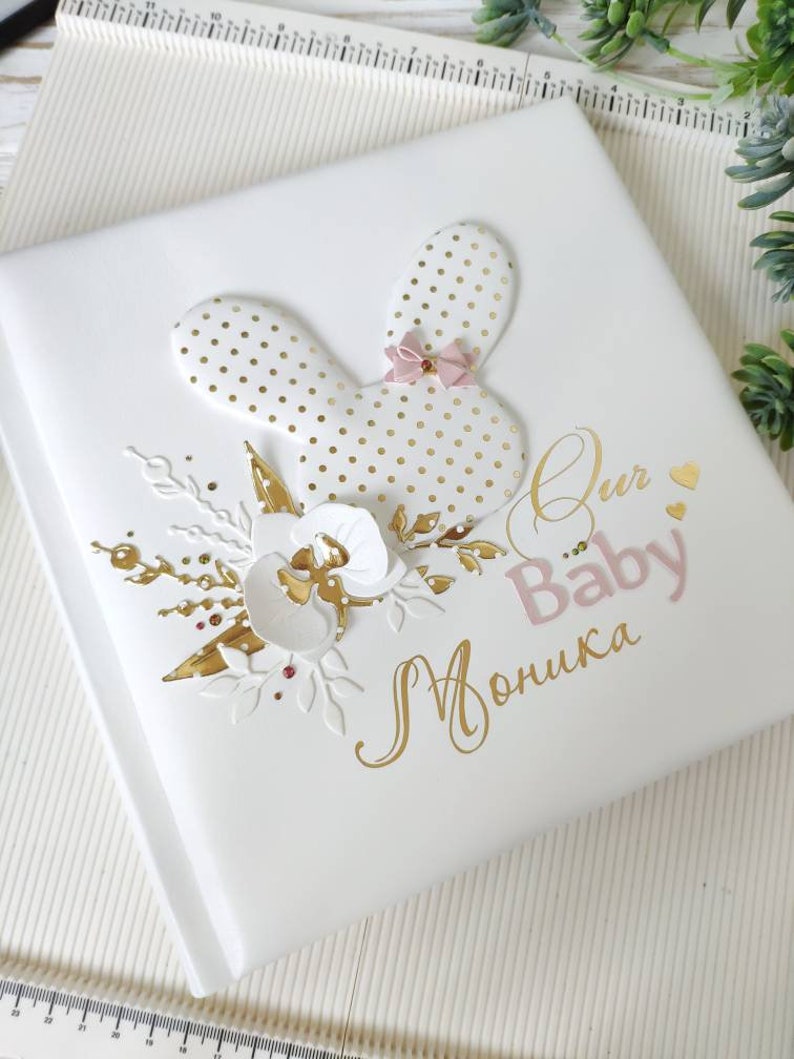 Baby Memory Book Girl Personalized Baby Photo Album White Etsy