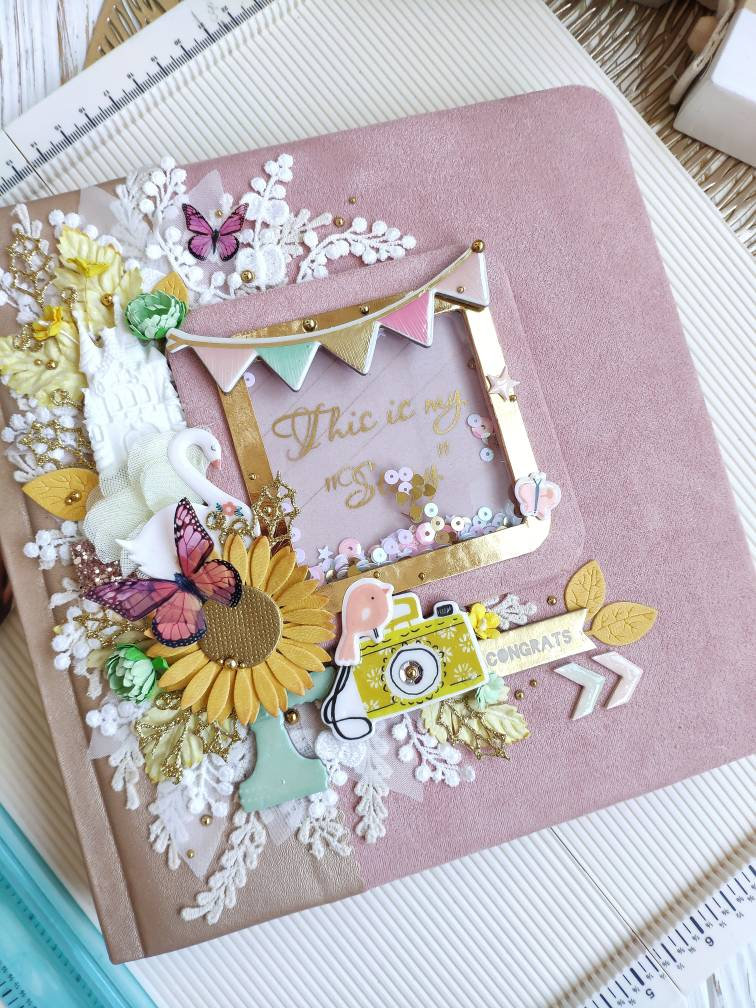 Baby Girl Memory Book First Year Scrapbook Sunflowers Baby Etsy
