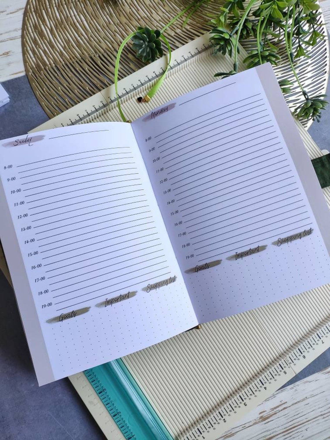 Undated Daily Planner Journal Personalized Hourly Planner Etsy