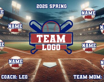 Custom 3x5 Vinyl Sports Banner | Baseball Softball T-Ball Backgrounds | Personalized Team Backdrops | Custom Team Banner | FREE SHIPPING