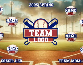 Custom 3x5 Vinyl Sports Banner | Baseball Softball T-Ball Backgrounds | Personalized Team Backdrops | Custom Team Banner | FREE SHIPPING