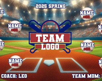 Custom 3x5 Vinyl Sports Banner | Baseball Softball T-Ball Backgrounds | Personalized Team Backdrops | Custom Team Banner | FREE SHIPPING