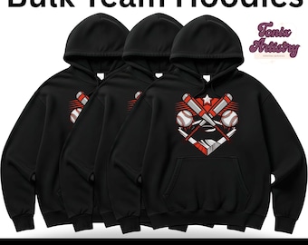 Team Hoodie Bundle | Custom Team Hoodies for Sports Teams | Bulk Team Hoodies | No Design Fees | Free Shipping |Baseball | Softball | Easy
