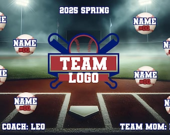 Custom 3x5 Vinyl Sports Banner | Baseball Softball T-Ball Backgrounds | Personalized Team Backdrops | Custom Team Banner | FREE SHIPPING